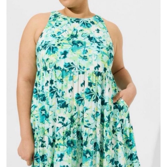 🆕 Maxi Washable Gauze Halter Tiered Dress 3 3X 22 24 NWT Torrid New! Floral - Picture 3 of 5